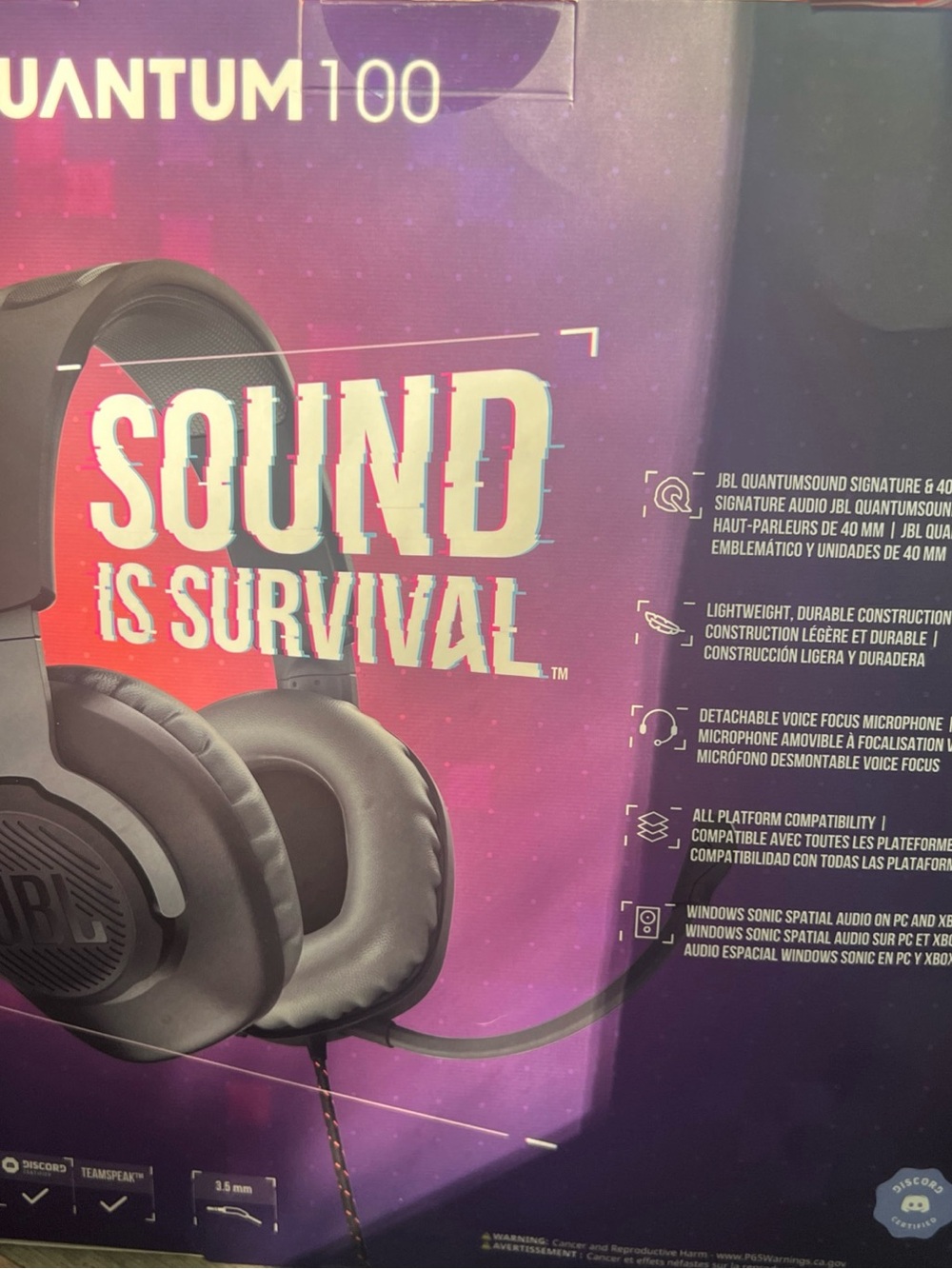 JBL Quantum 100 Wired Over-Ear Headphones — Black